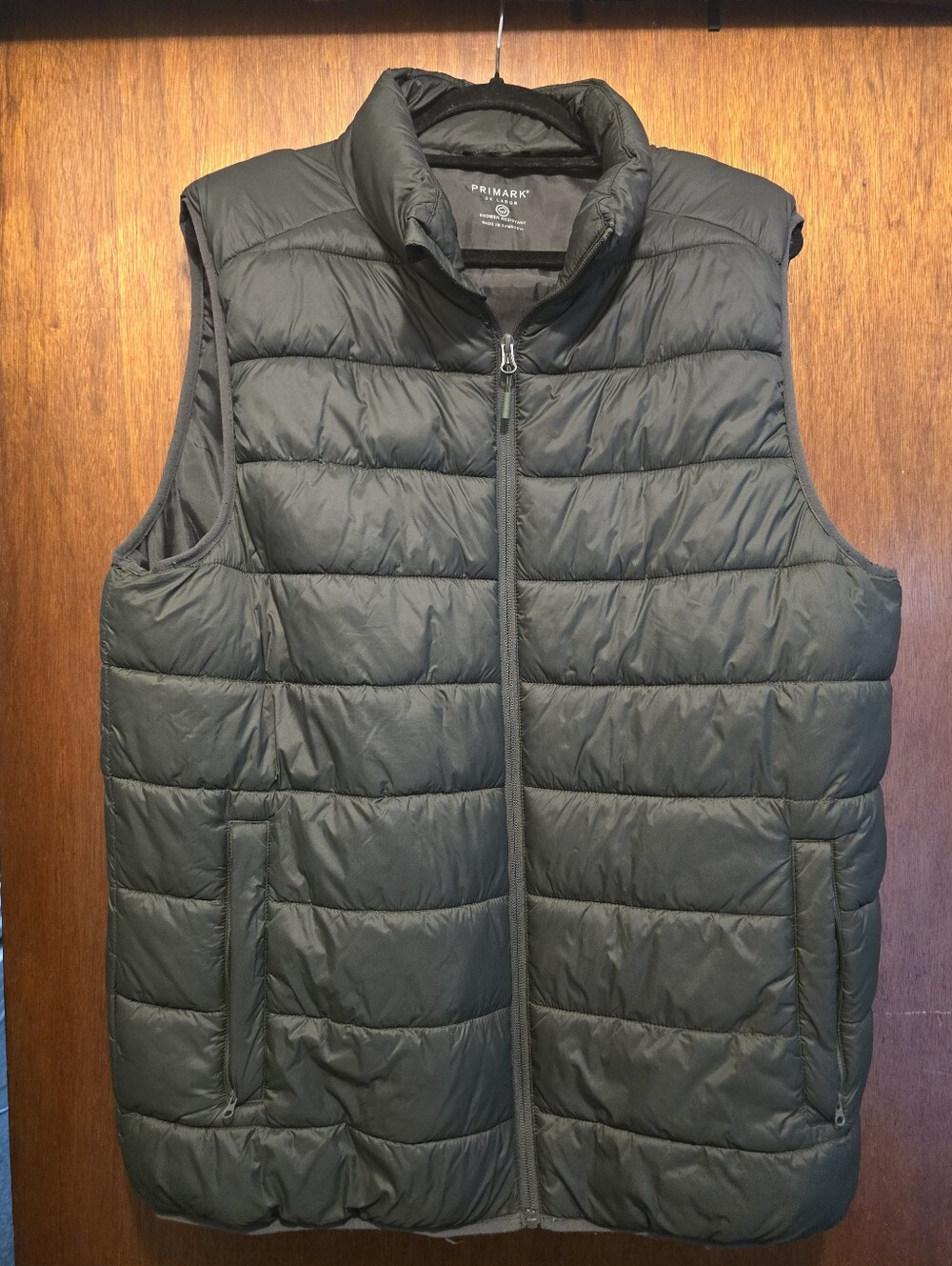 Primark Men's Quilted Sleeveless Puffer Vest - Dark Green